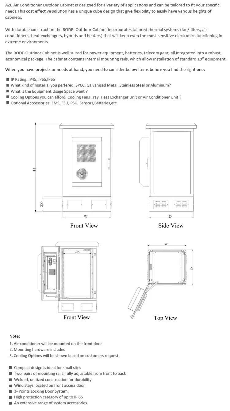 18u 24u 27u Waterproof Telecom Outdoor Metal Cabinet IP55 Enclosure